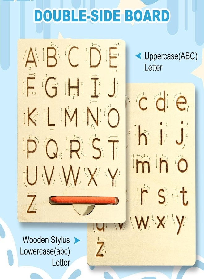 hzsshb Wooden Letters Practicing Board,Reusable Handwriting Alphabet Tracing Board Double-Sided Toddlers and Preschool Gifts Learning Toys Learning to Write ABC for Kids Ages 3-8 - Image 2